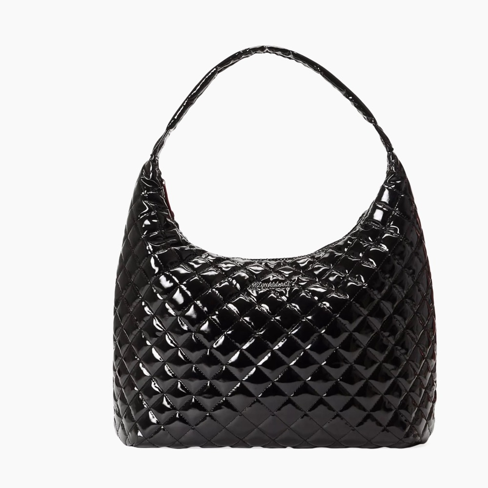 MZ Wallace Black Lacquer Large Metro Shoulder Bag